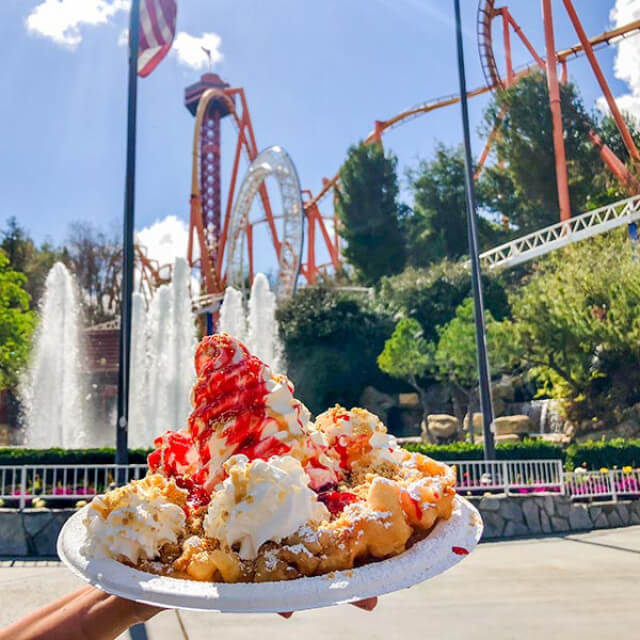 Tasty funnel cake at Six Flags Magic Mountain, California